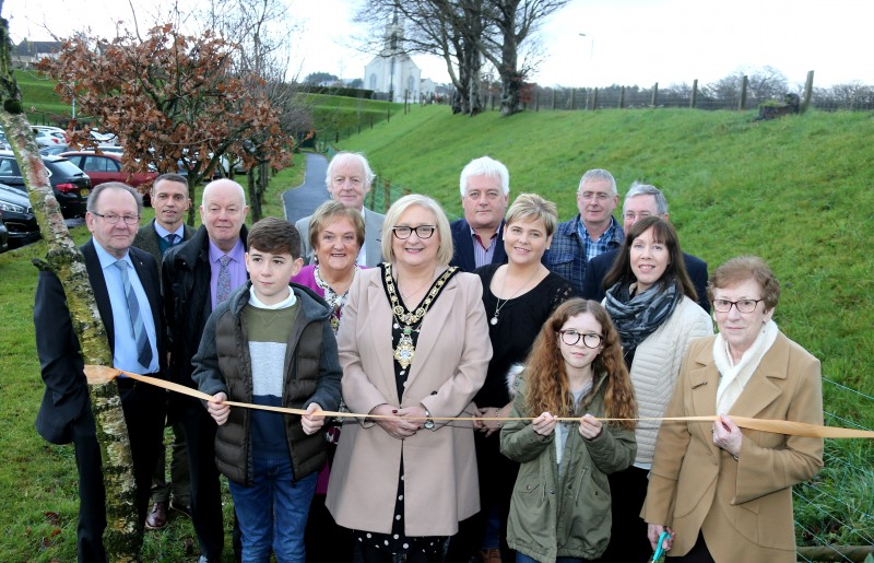 The Mayor of Causeway Coast and Glens Borough Council Councillor Brenda Chivers pictured with those who attended the official opening of the Healthy Living Centre and walking path.