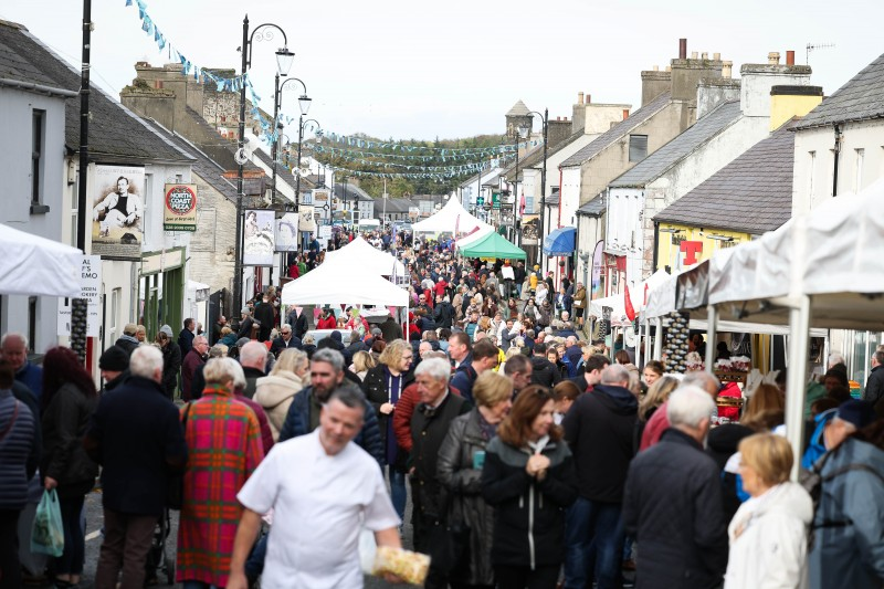Crowds of visitors pictured along Main Street during the Bushmills Salmon and Whiskey Festival.