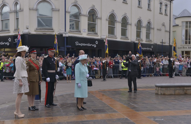 2014, The Queen and Prince Philip pictured at Coleraine War Memorial.