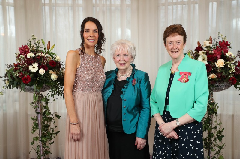 Mrs Joan Christie CVO OBE pictured with Councillor Stephanie Quigley and Councillor Joan Baird.