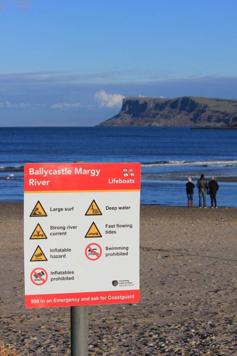 Safety signage at River Margy adjacent to beach entrance