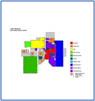 A coloured map of a building