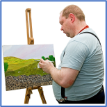 A person painting a landscape