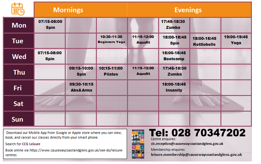 Coleraine Class Timetable Causeway Coast & Glens Borough Council