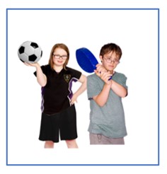 2 Young people holding sports equipment