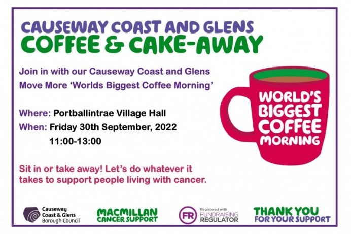 Show your support for Macmillan Coffee Morning in Portballintrae on Friday 30th September