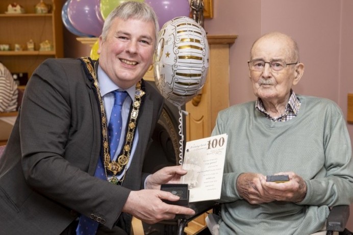 Centenarian receives Jubilee gift from Mayor of Causeway Coast and Glens Borough Council