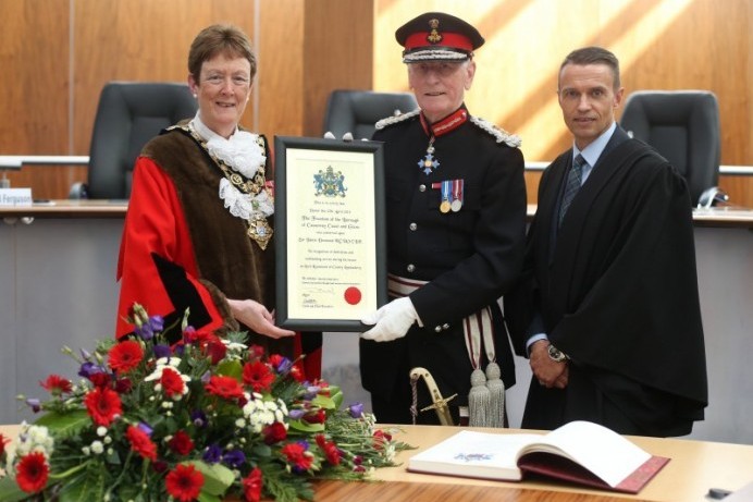 Sir Denis Desmond KCVO CBE receives the Freedom of the Borough