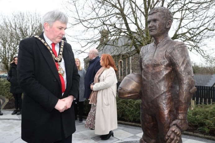 William Dunlop memorial statue officially unveiled in Ballymoney
